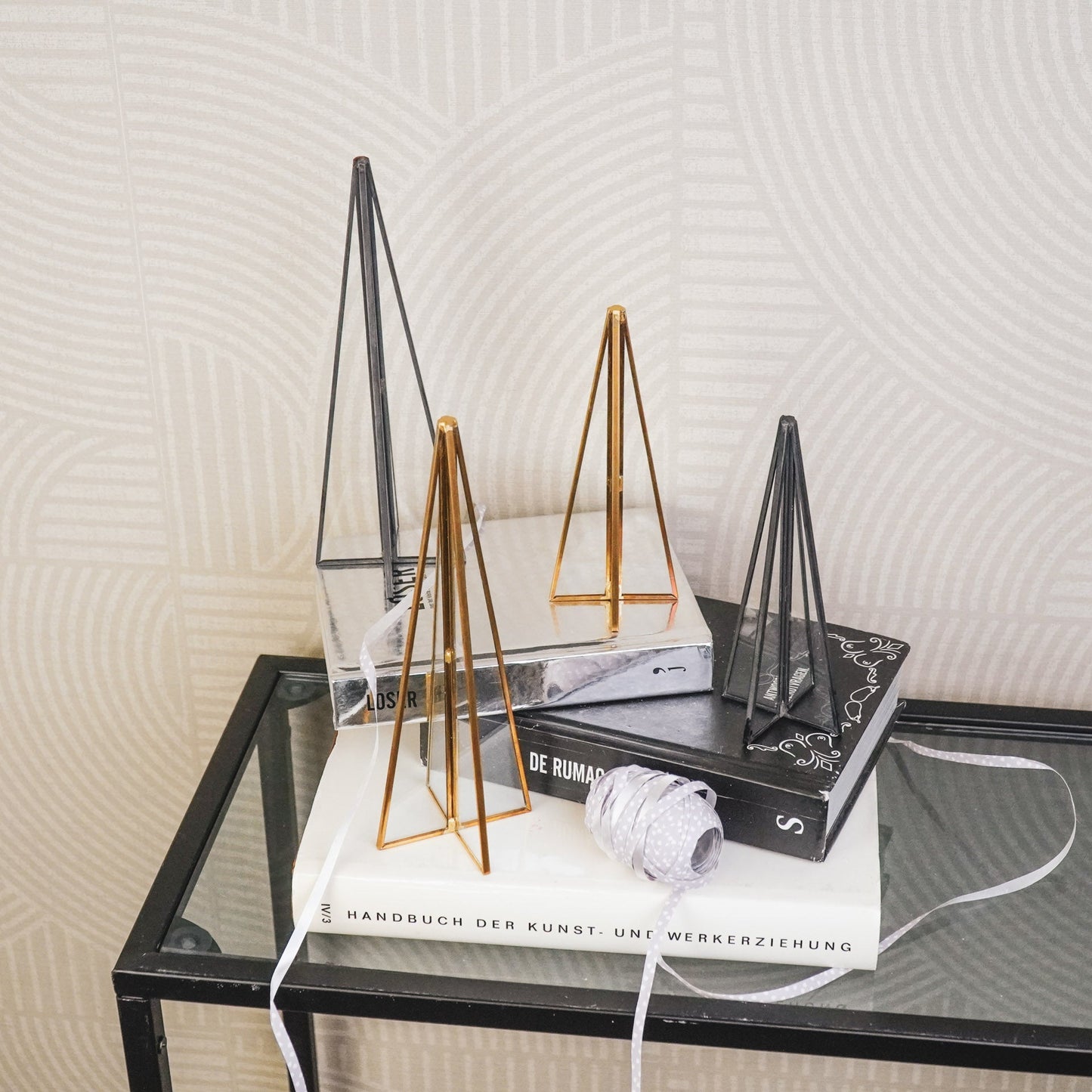 Kerstboom - Glas/ Metaal - Zwart - 5,5x20cm