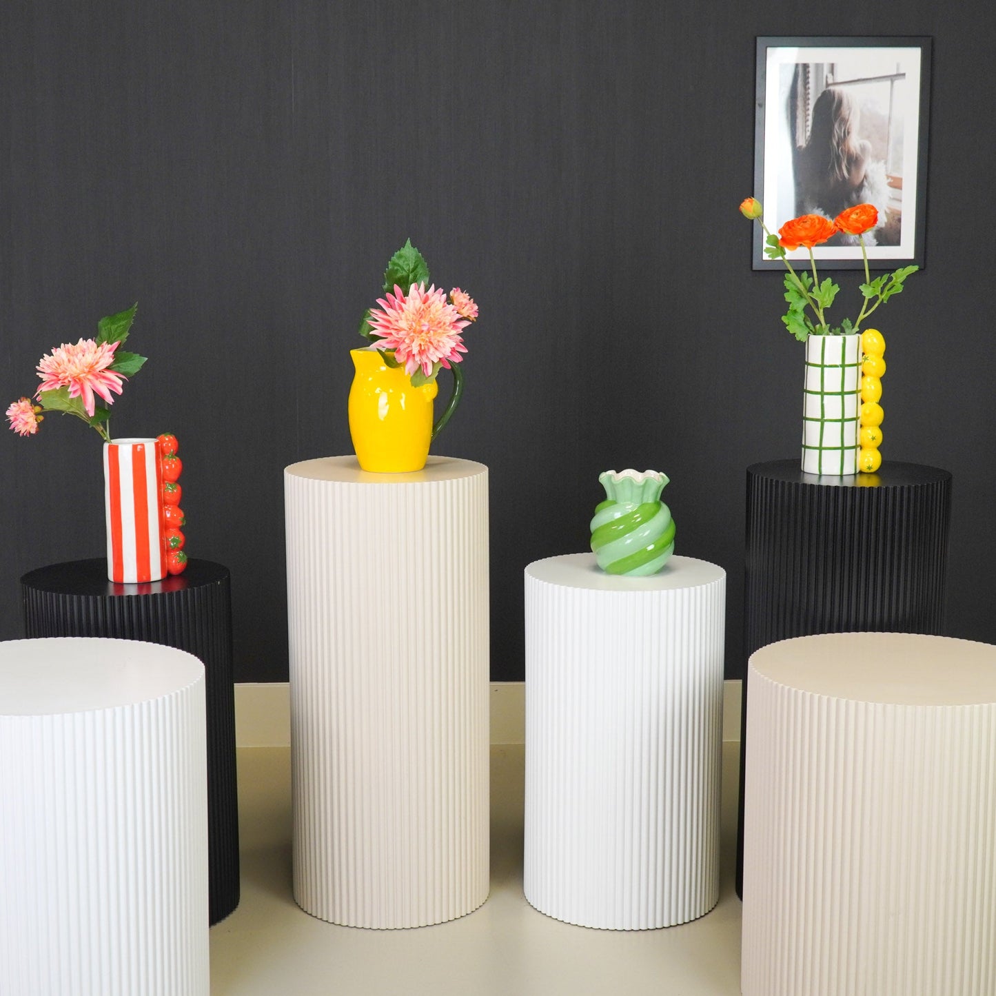 Bijzettafel - Cilinder- MDF - Zwart - 39x39x45cm