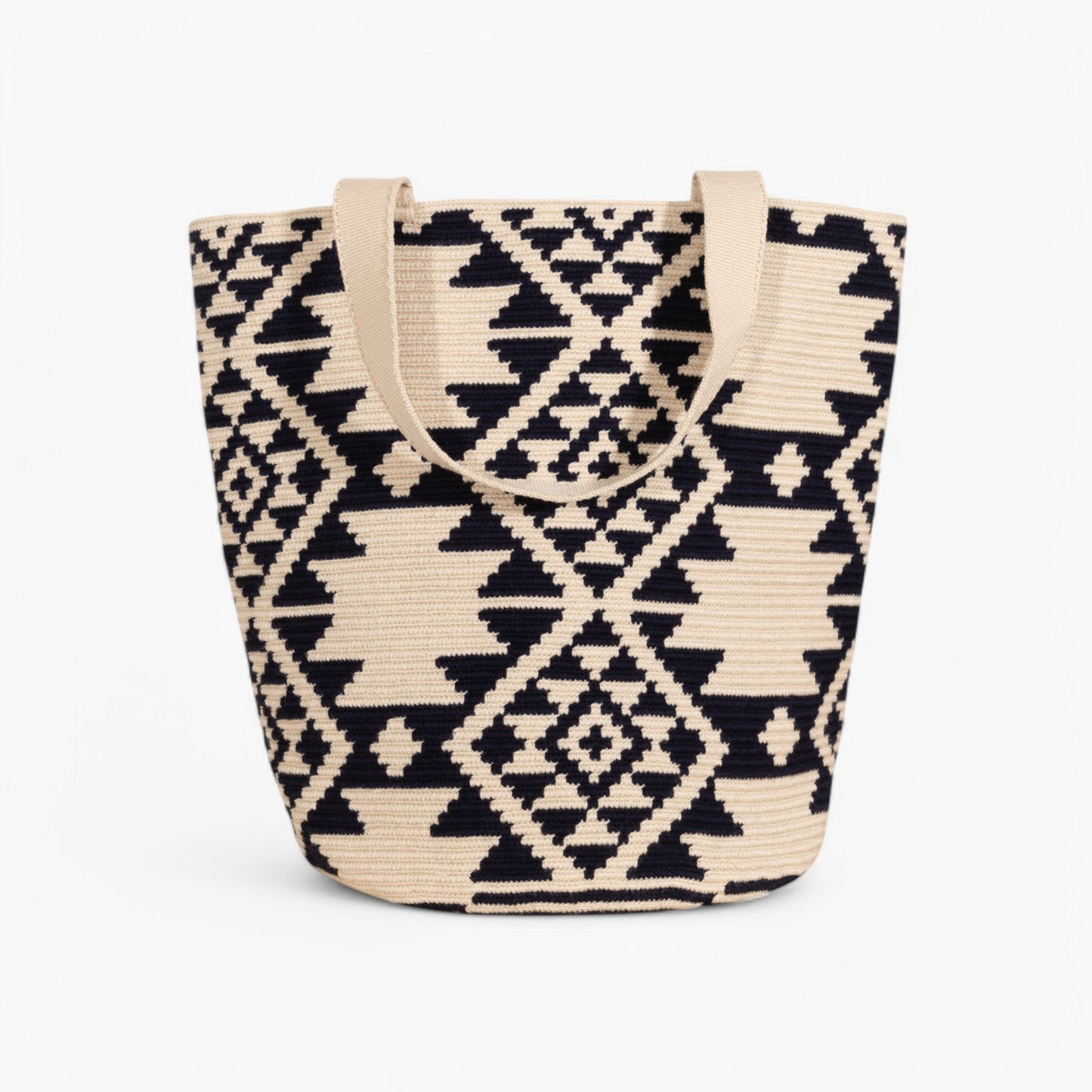 Geometric round tote bag L | Navy