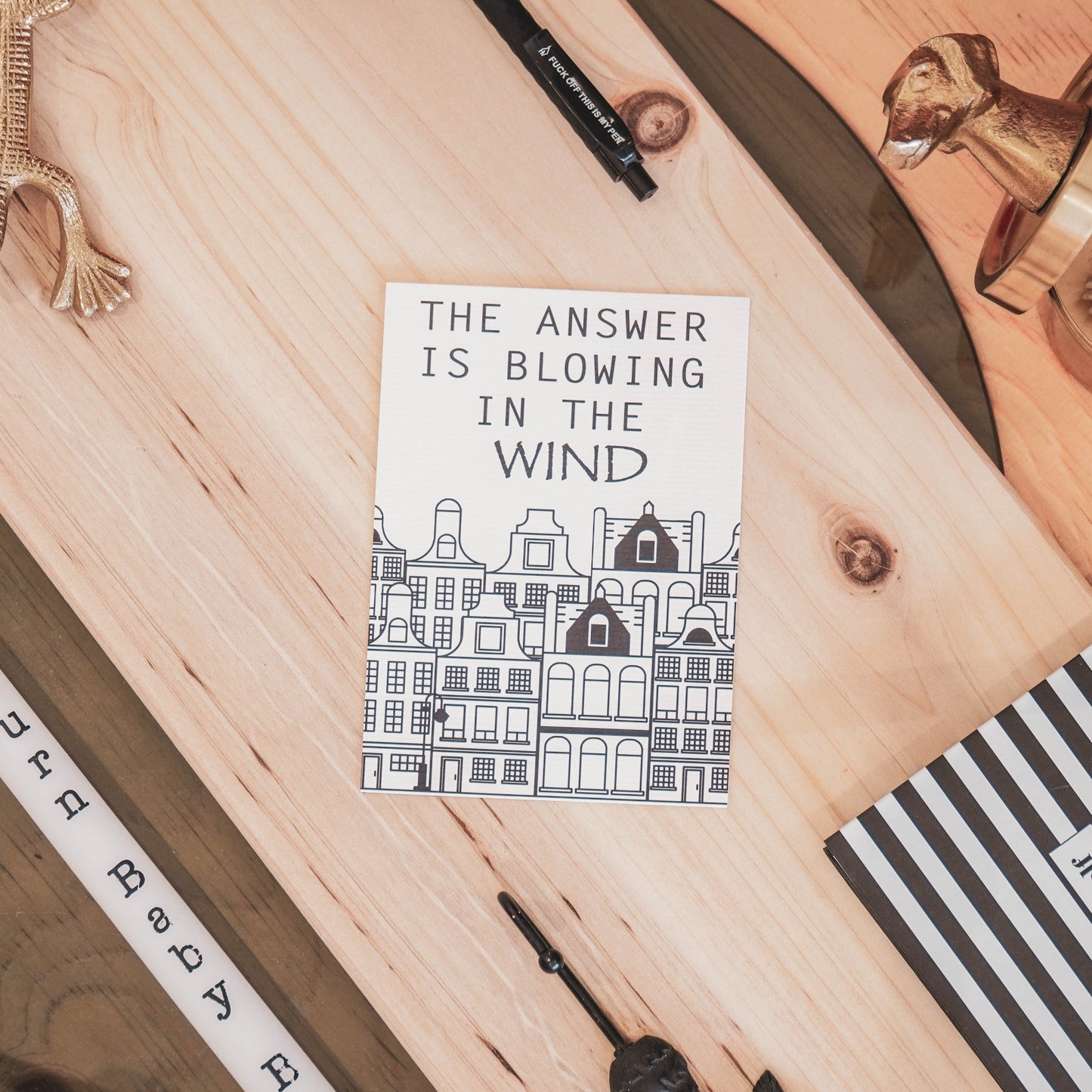 Ansichtkaart - Blowing in the Wind - Papier - Set van 5 - A6