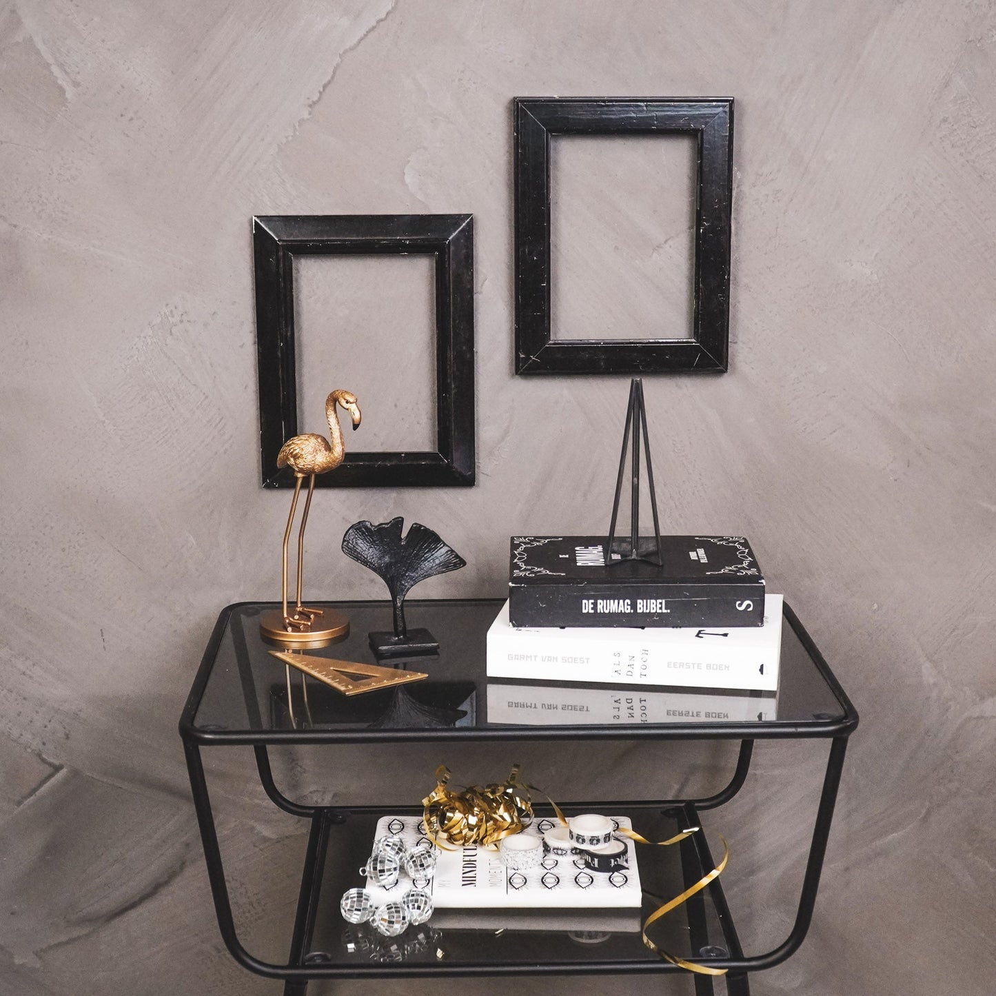 Kerstboom - Glas/ Metaal - Zwart - 4,5x15cm