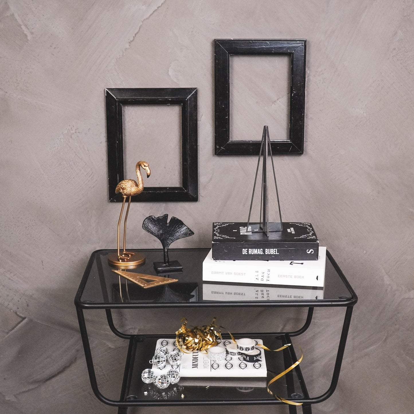 Kerstboom - Glas/ Metaal - Zwart - 5,5x20cm