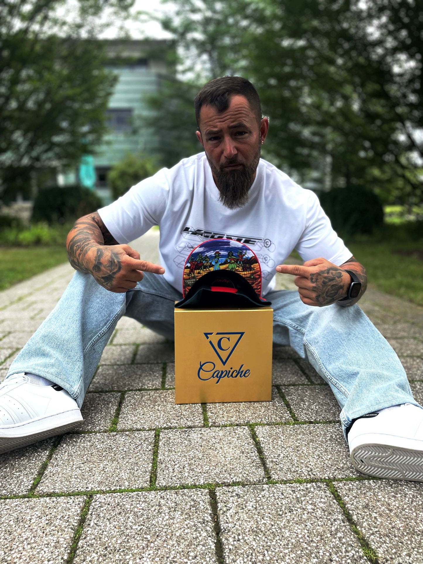 Alien Party Snapback - Blue/Red & Clear Rubber Logo