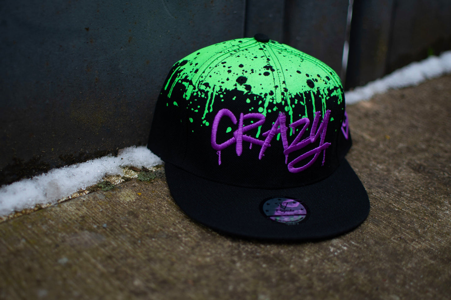 Freestyler Snapback - Black/Green Graffiti Spray