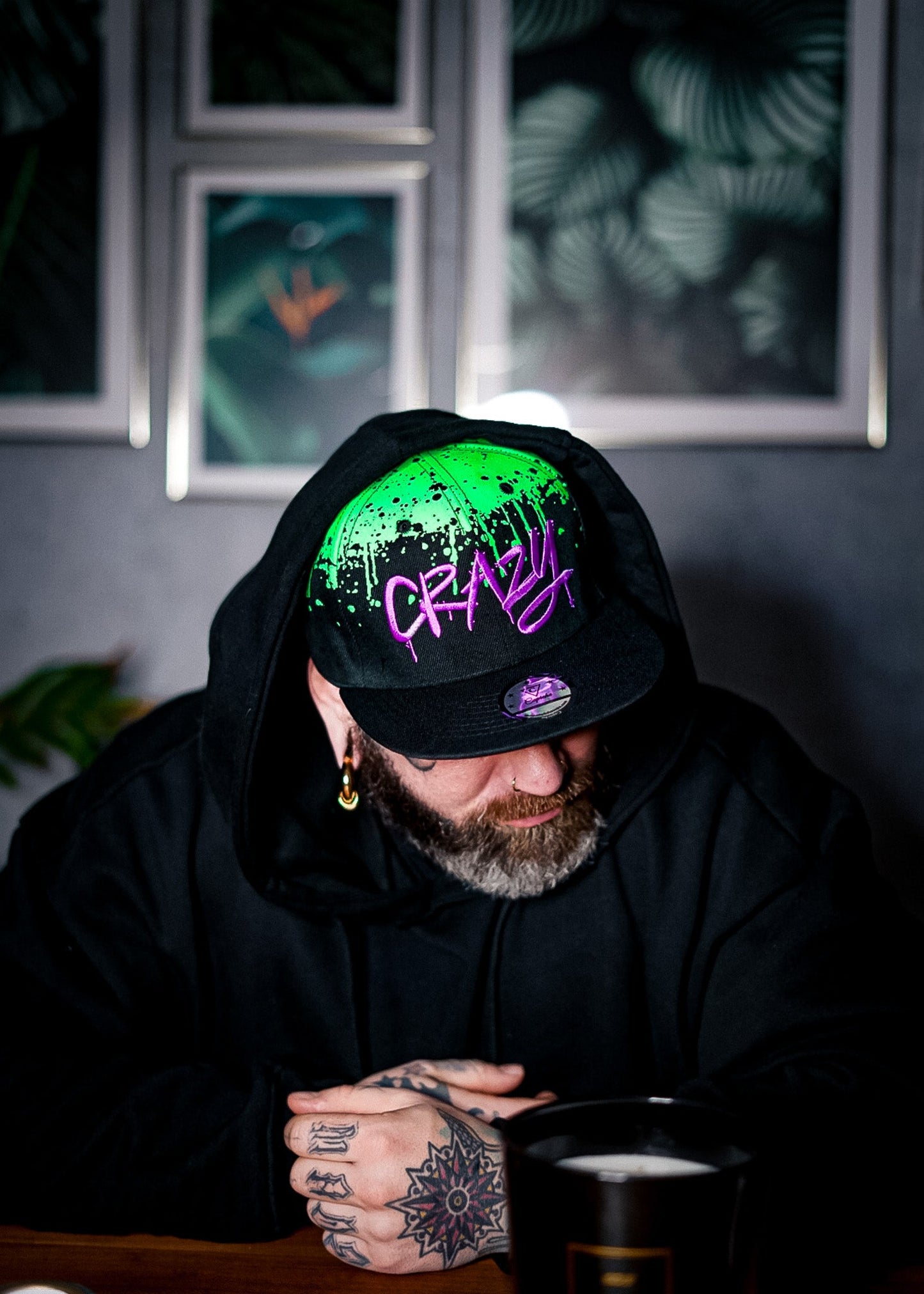 Freestyler Snapback - Black/Green Graffiti Spray