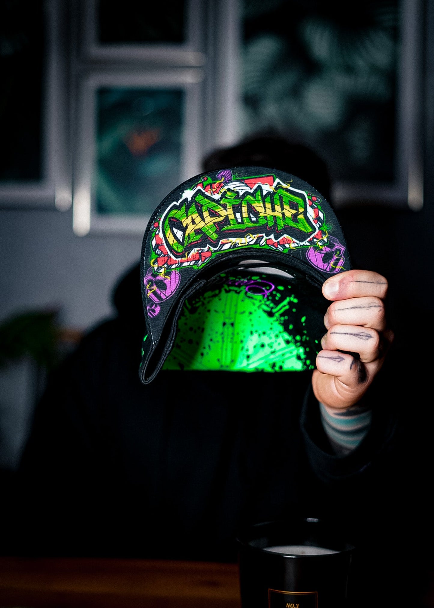 Freestyler Snapback - Black/Green Graffiti Spray