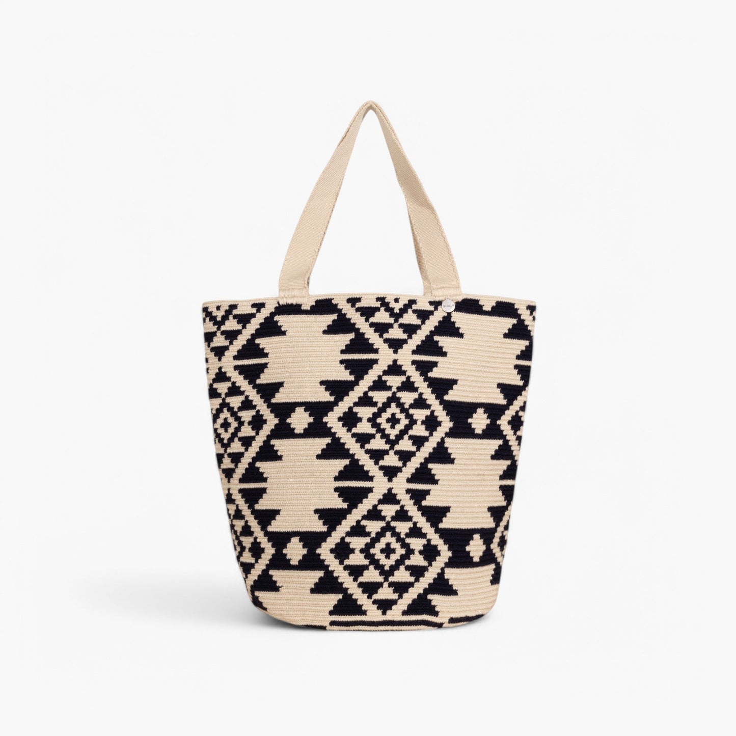 Geometric round tote bag L | Navy