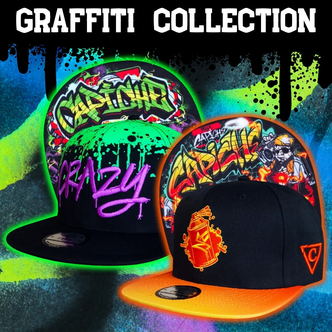 Freestyler Snapback - Black/Green Graffiti Spray