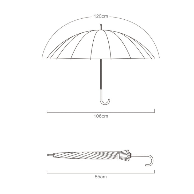 Long Handle Double 16 Bone Sunny And Rain Dual Use Umbrella(Milk Tea Color)