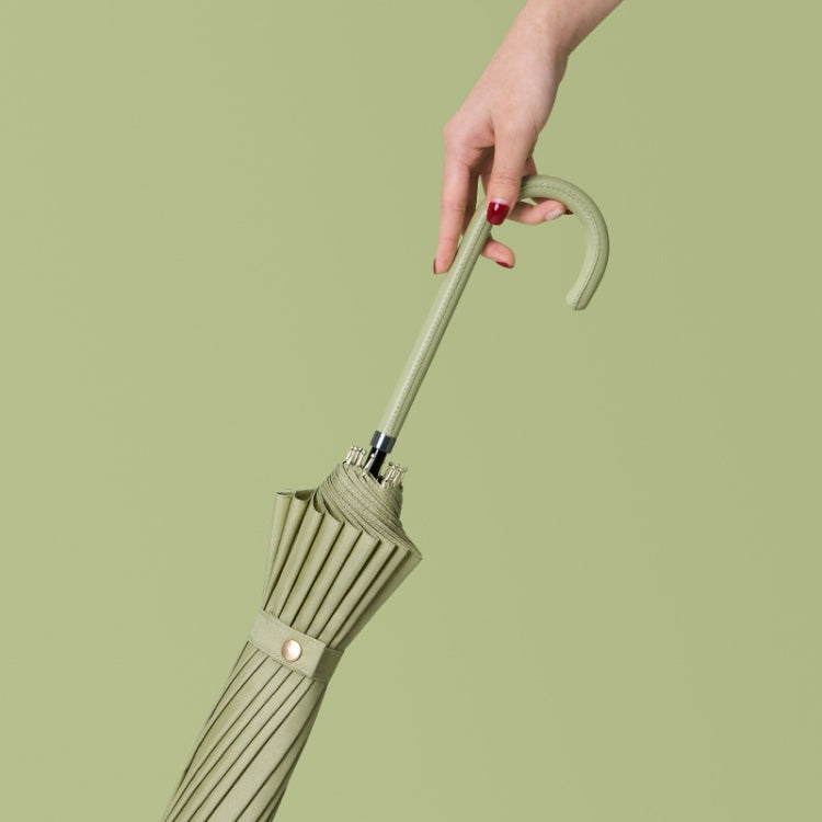 Long Handle Double 16 Bone Sunny And Rain Dual Use Umbrella(Milk Tea Color)