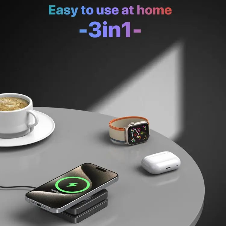 M9 3-In-1 Portable Magnetic Folding Wireless Charger Fast Charging Bracket