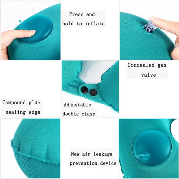 Portable Press Type Automatic Inflating Travel U-shape Neck Pillow