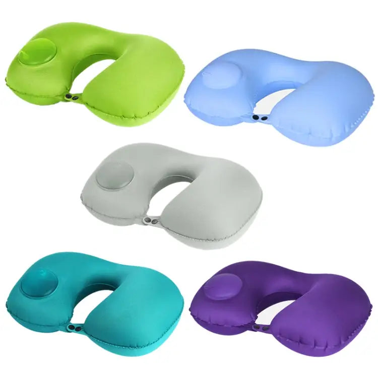 Portable Press Type Automatic Inflating Travel U-shape Neck Pillow