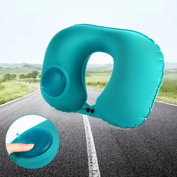 Portable Press Type Automatic Inflating Travel U-shape Neck Pillow